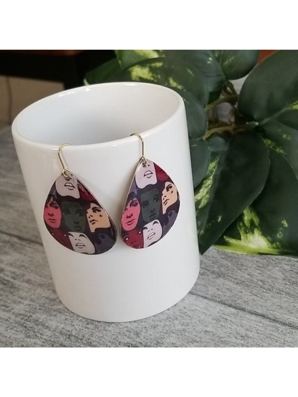 ZAD multicolor faces teardrop dangle earrings NEW
